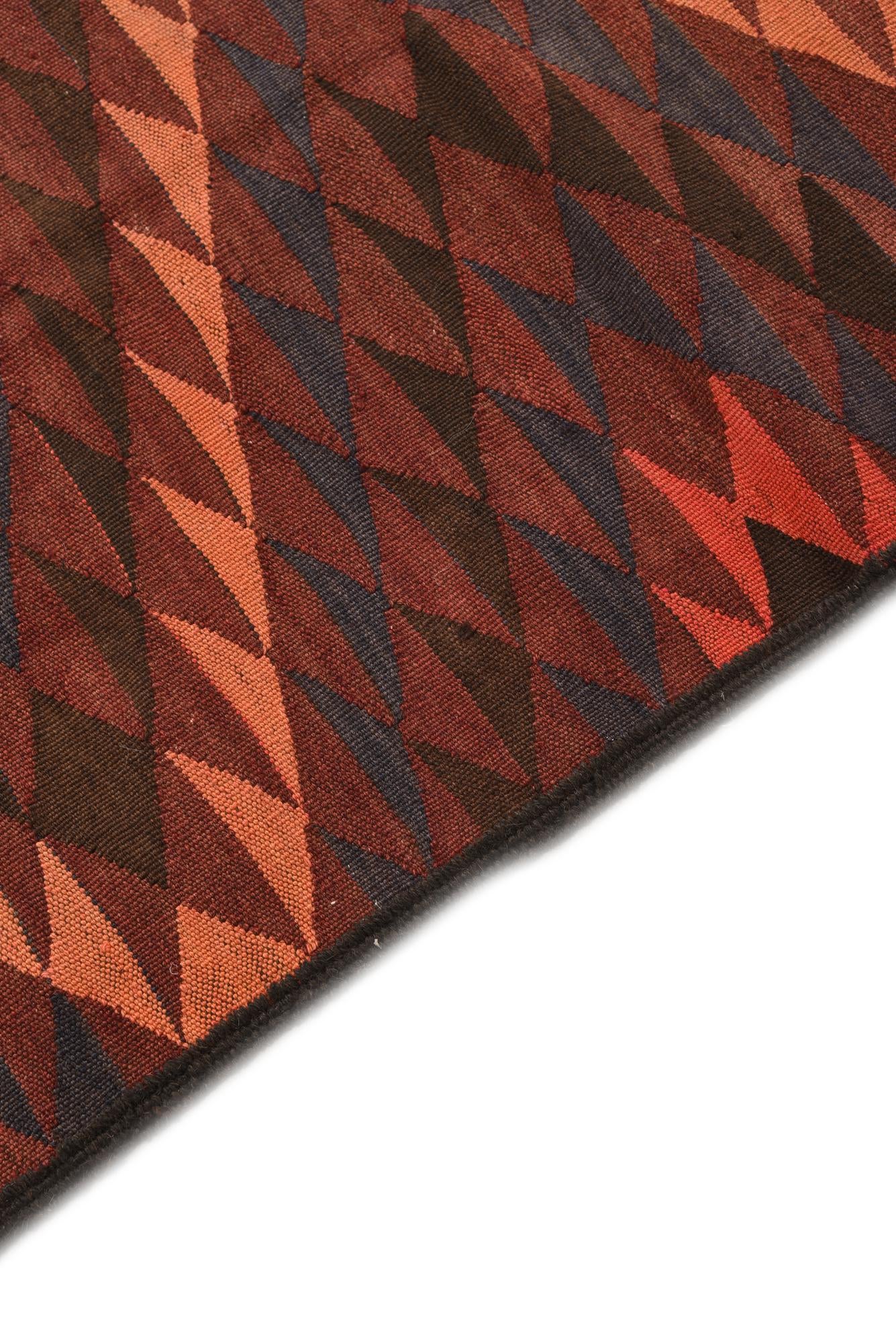3' 10 x 11' Hand Woven Kilim Fars Wool Runner Rug