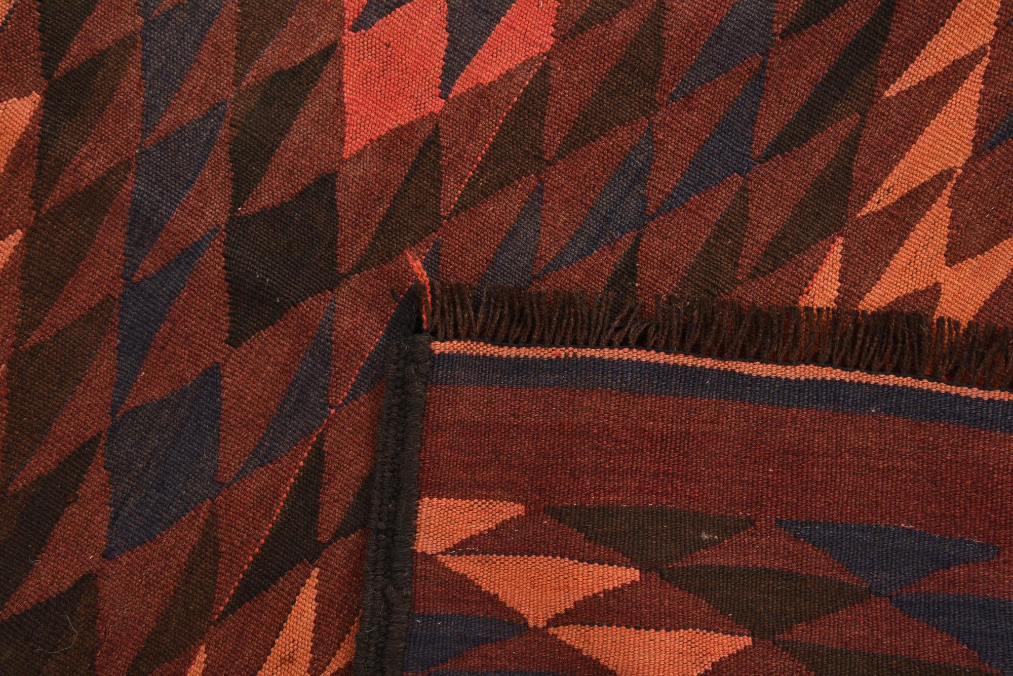 3' 10 x 11' Hand Woven Kilim Fars Wool Runner Rug