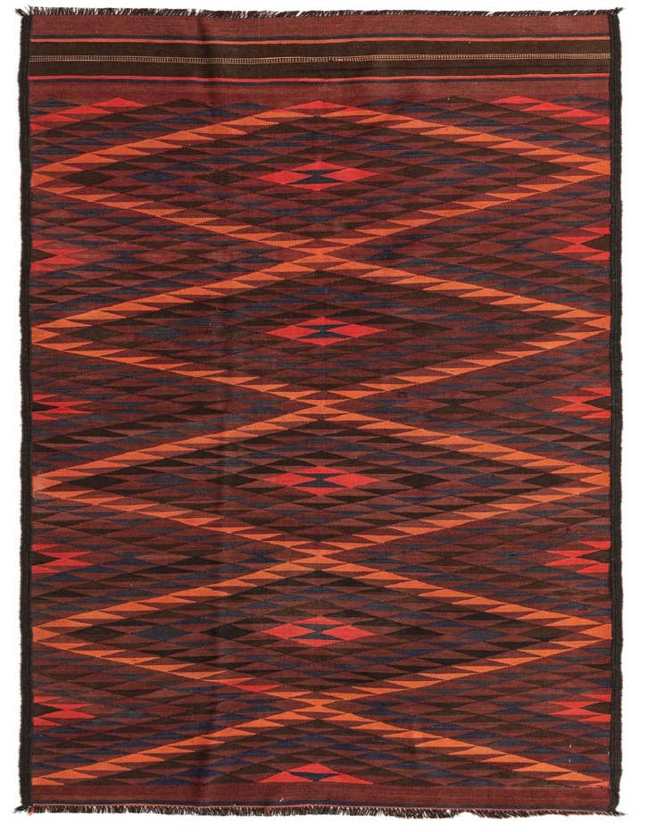 Detail image of 3' 10 x 11' Hand Woven Kilim Fars Wool Runner Rug