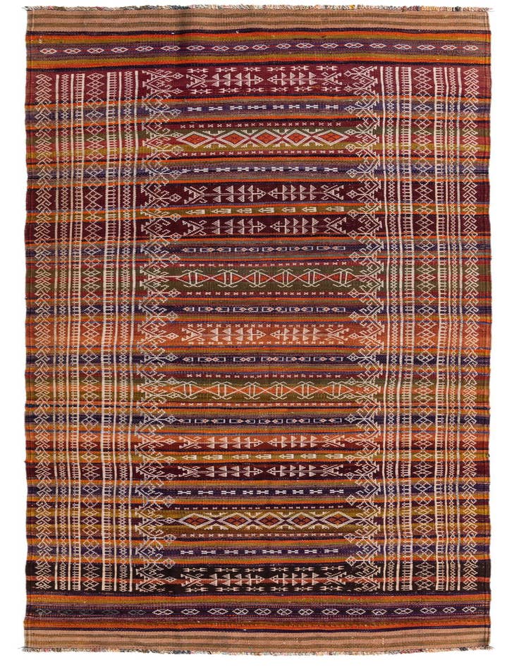 Detail image of 3' 9 x 10' 10 Hand Woven Kilim Fars Wool Runner Rug