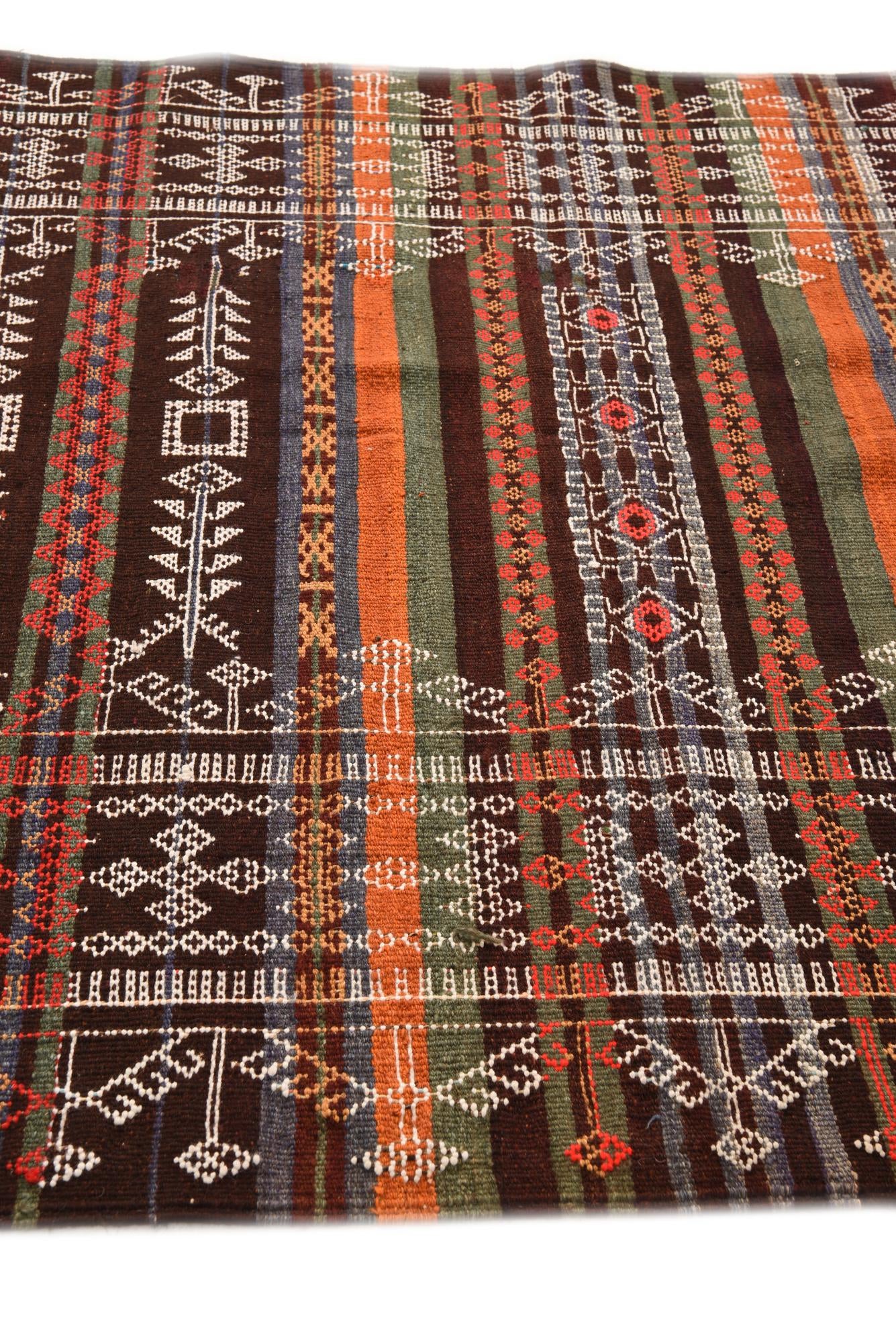 4' 5 x 9' 2 Hand Woven Kilim Fars Wool Runner Rug