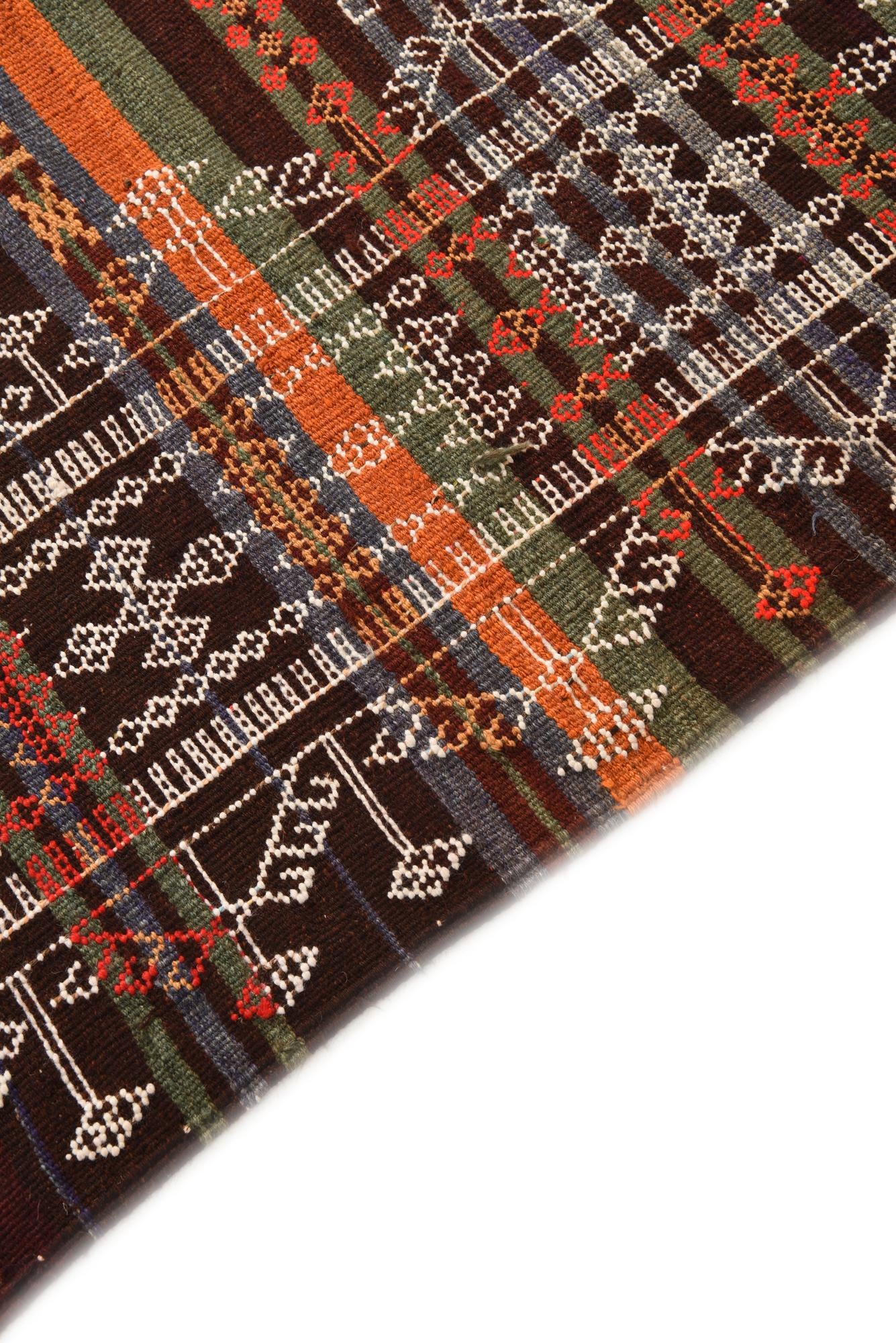 4' 5 x 9' 2 Hand Woven Kilim Fars Wool Runner Rug