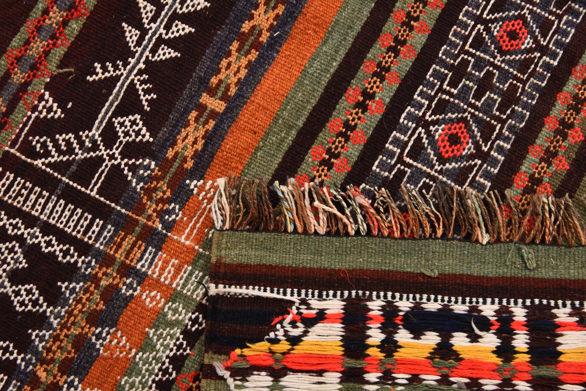 4' 5 x 9' 2 Hand Woven Kilim Fars Wool Runner Rug