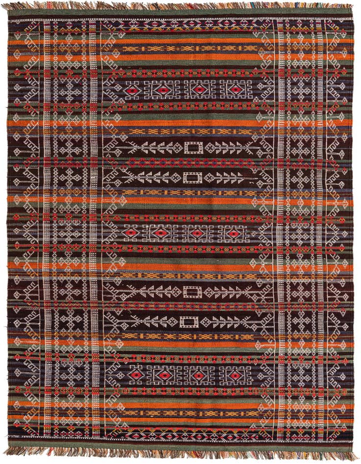 Detail image of 4' 5 x 9' 2 Hand Woven Kilim Fars Wool Runner Rug