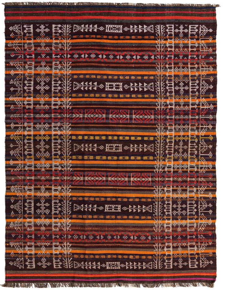 Detail image of 4' 3 x 10' 1 Hand Woven Kilim Fars Wool Runner Rug