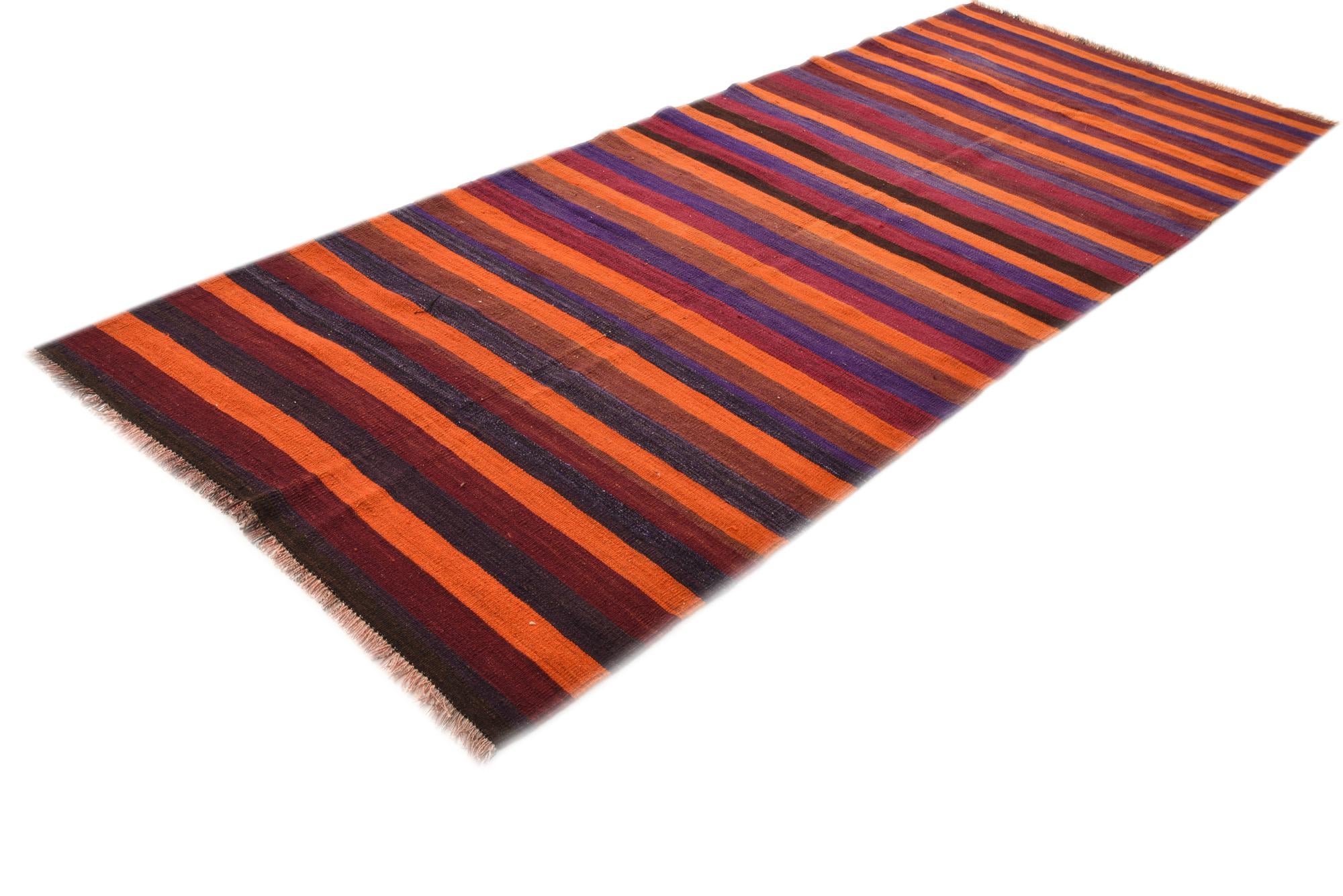4' 9 x 12' 3 Hand Woven Kilim Fars Wool Runner Rug