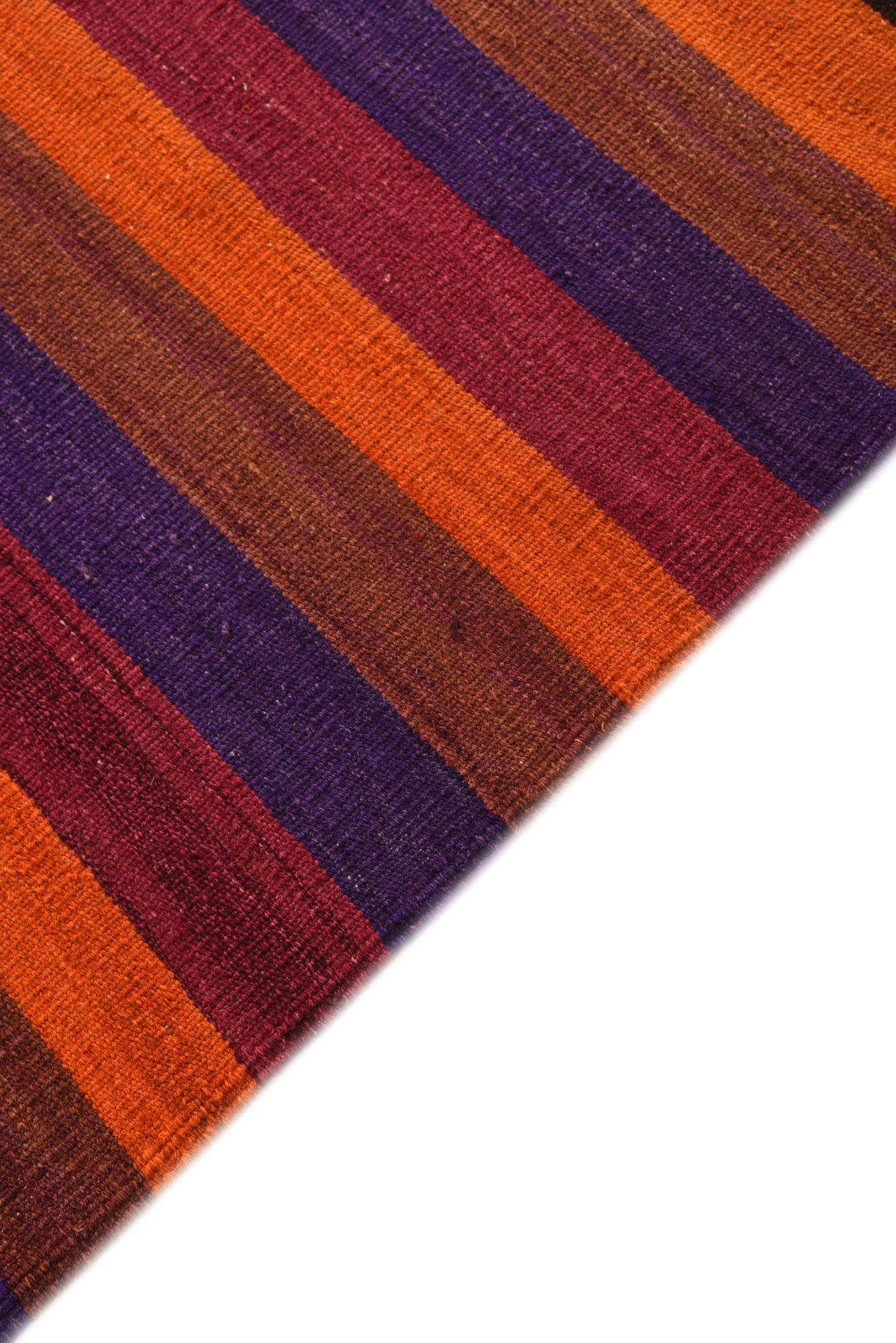 4' 9 x 12' 3 Hand Woven Kilim Fars Wool Runner Rug