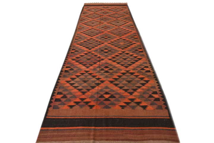 4' 5 x 14' 7 Hand Woven Kilim Fars Wool Runner Rug