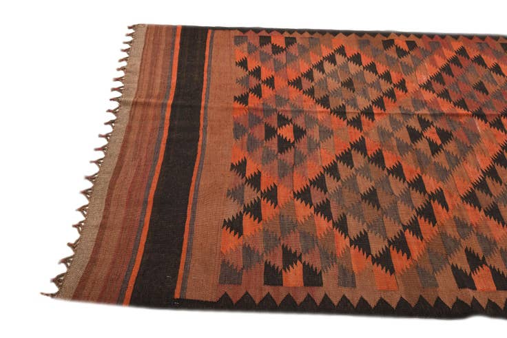 Detail image of 4' 5 x 14' 7 Hand Woven Kilim Fars Wool Runner Rug