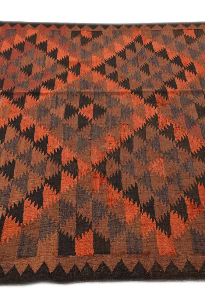 4' 5 x 14' 7 Hand Woven Kilim Fars Wool Runner Rug