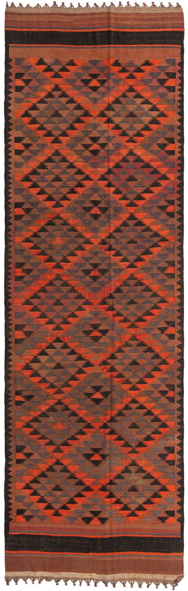 4' 5 x 14' 7 Hand Woven Kilim Fars Wool Runner Rug