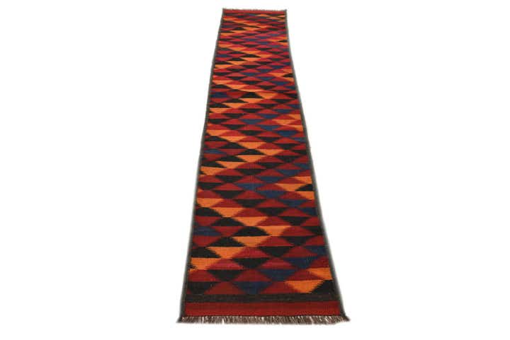 55cm x 330cm Hand Woven Kilim Fars Wool Runner Rug