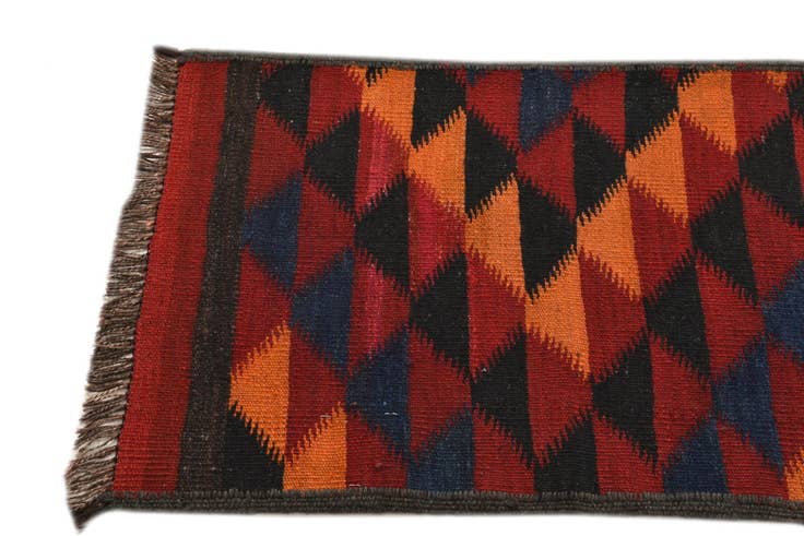 Detail image of 55cm x 330cm Hand Woven Kilim Fars Wool Runner Rug