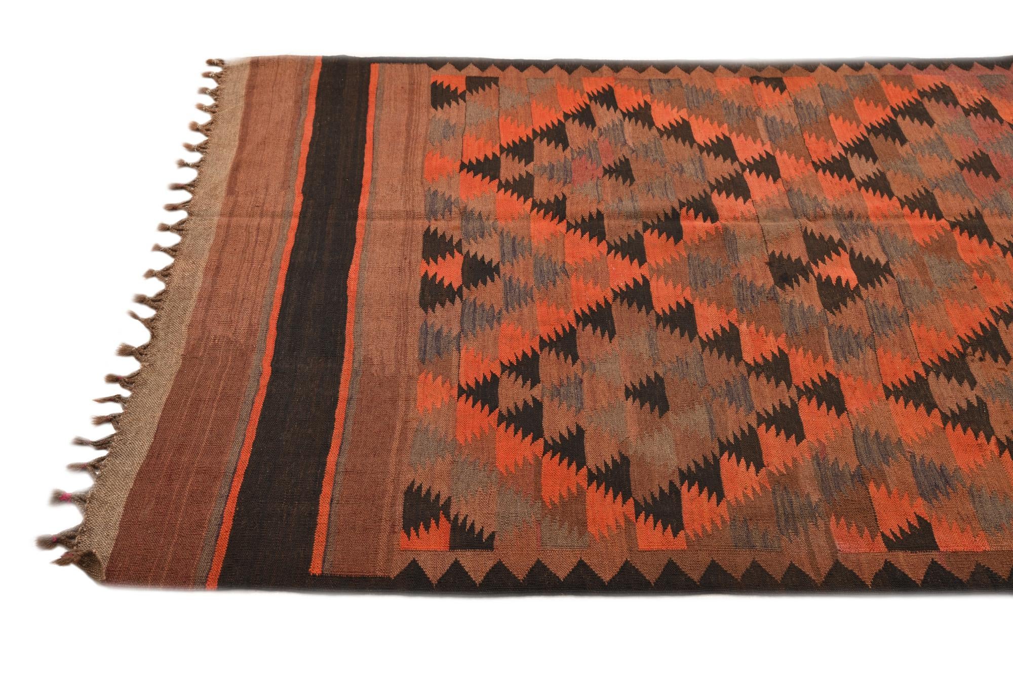 4' 8 x 14' 7 Hand Woven Kilim Fars Wool Runner Rug