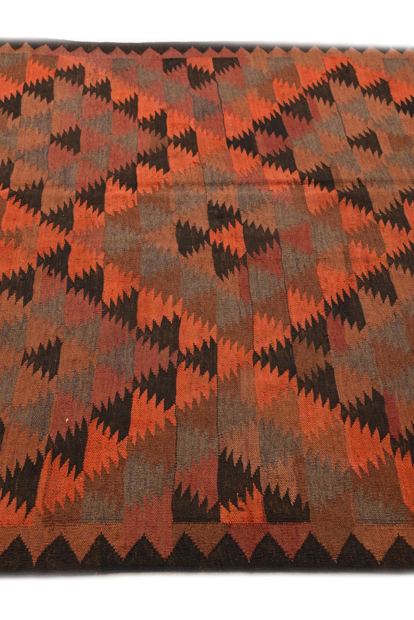 4' 8 x 14' 7 Hand Woven Kilim Fars Wool Runner Rug
