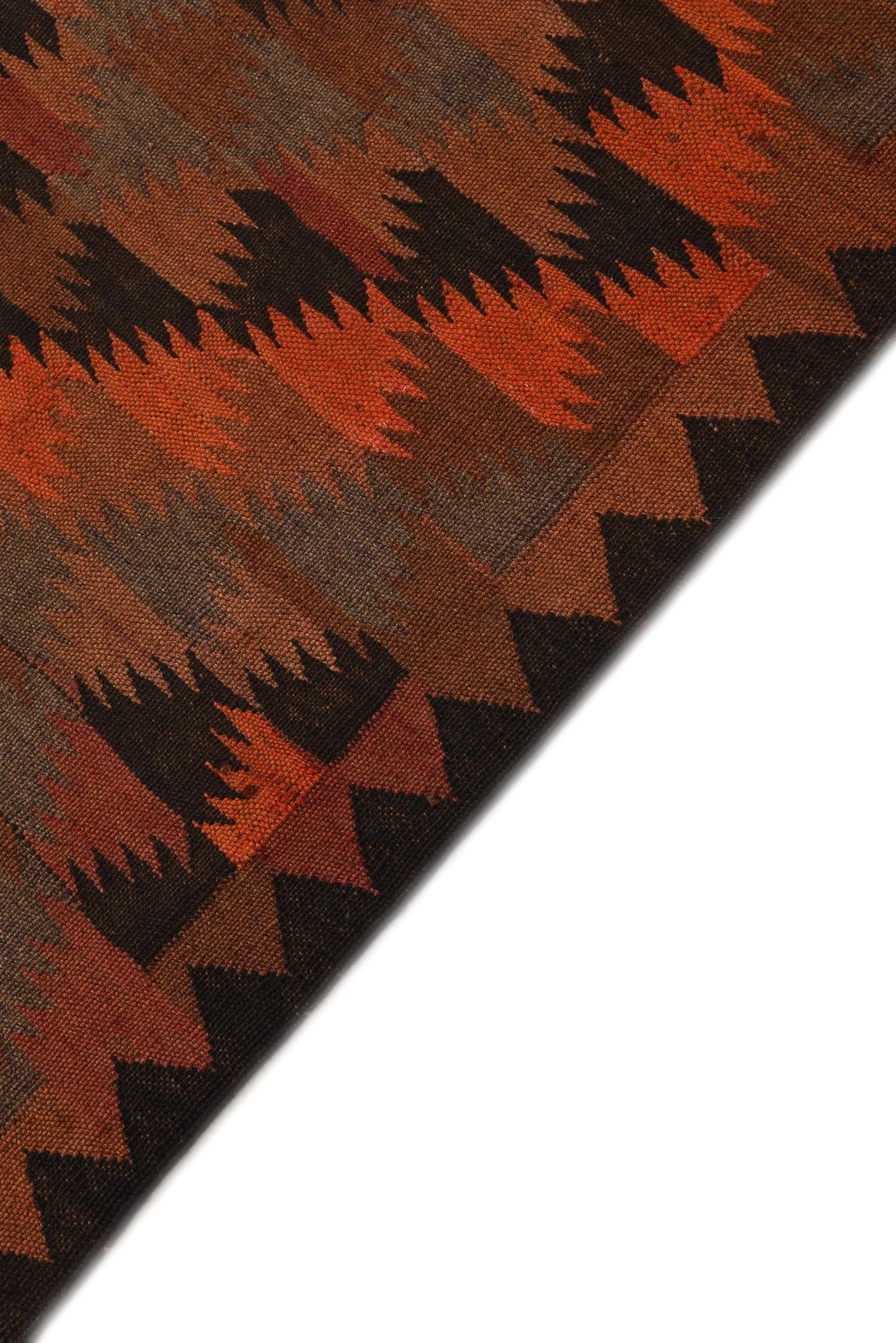 4' 8 x 14' 7 Hand Woven Kilim Fars Wool Runner Rug