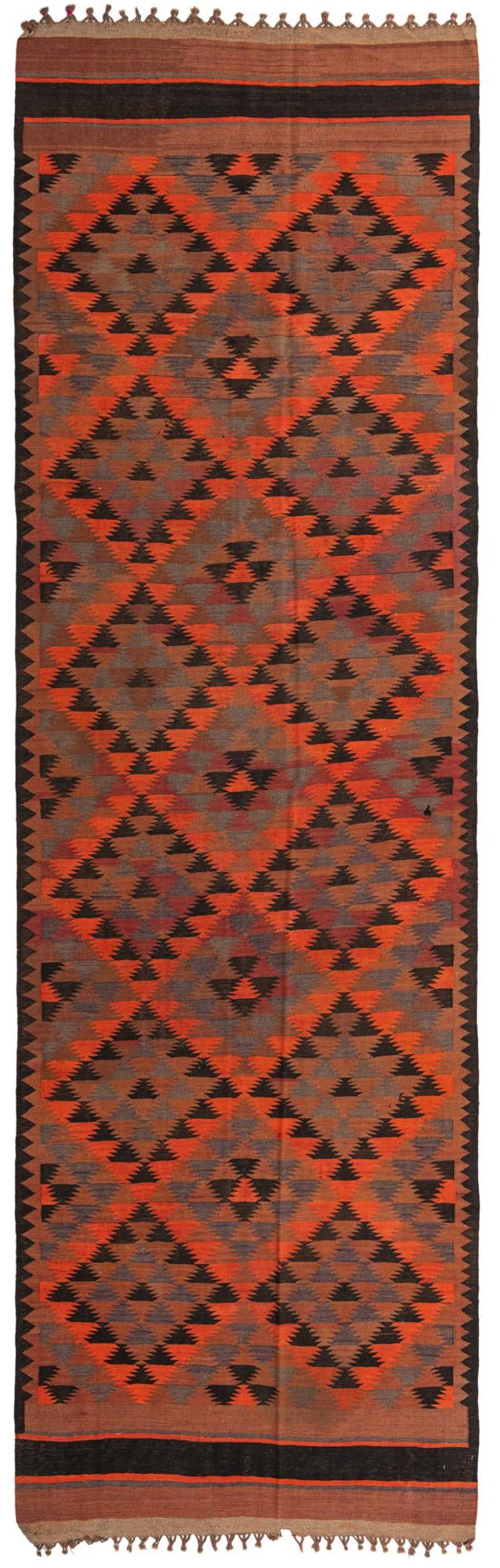 4' 8 x 14' 7 Hand Woven Kilim Fars Wool Runner Rug