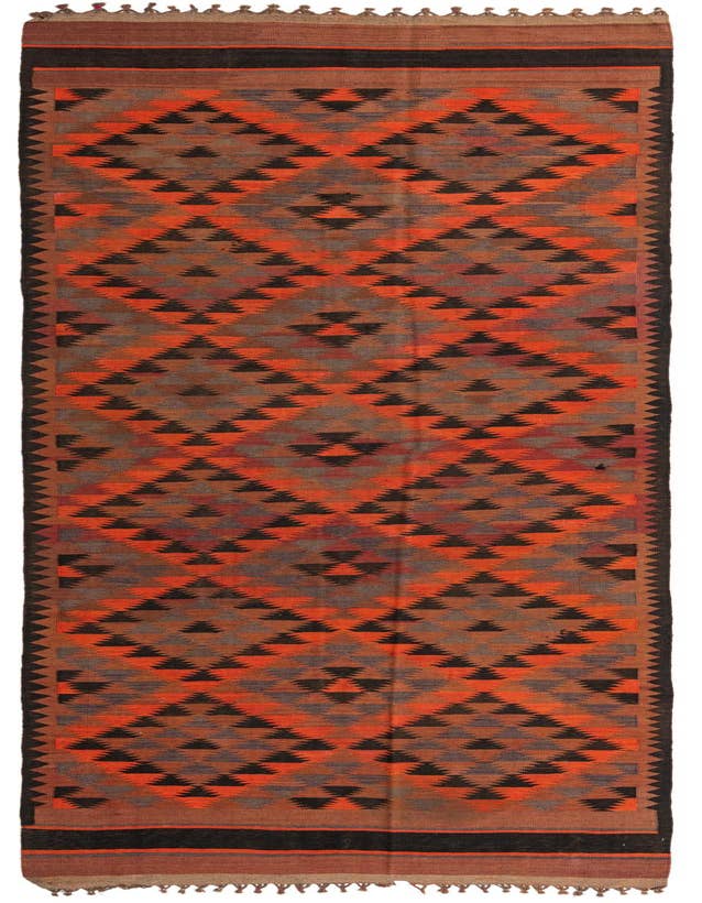 Detail image of 4' 8 x 14' 7 Hand Woven Kilim Fars Wool Runner Rug