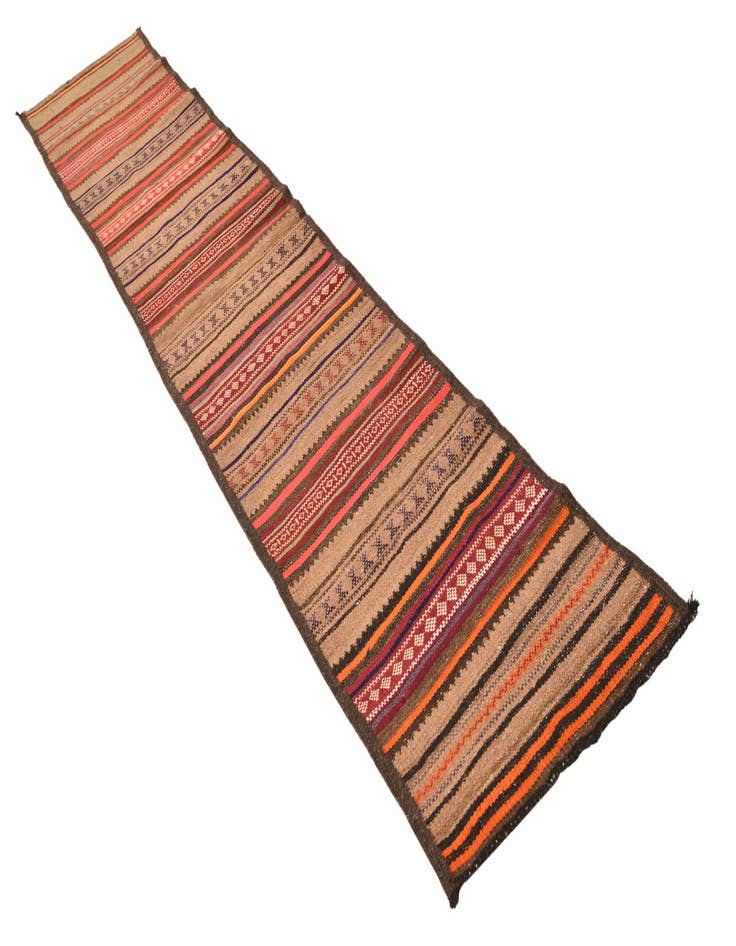 Detail image of 1' 10 x 10'  Hand Woven Kilim Fars Wool Runner Rug