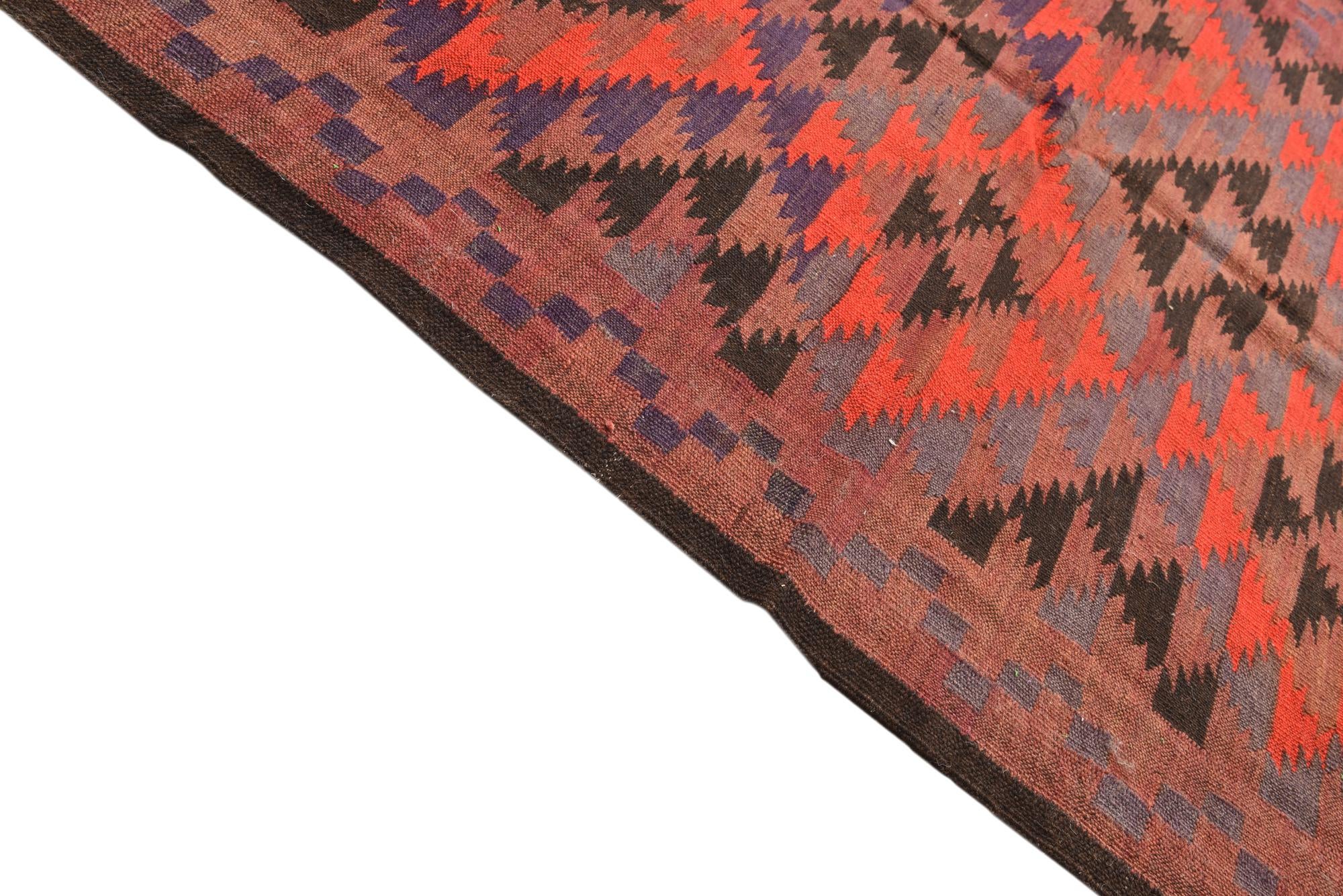4' 4 x 13' 4 Hand Woven Kilim Fars Wool Runner Rug