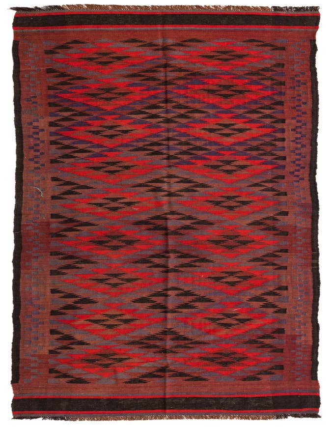 Detail image of 4' 4 x 13' 4 Hand Woven Kilim Fars Wool Runner Rug
