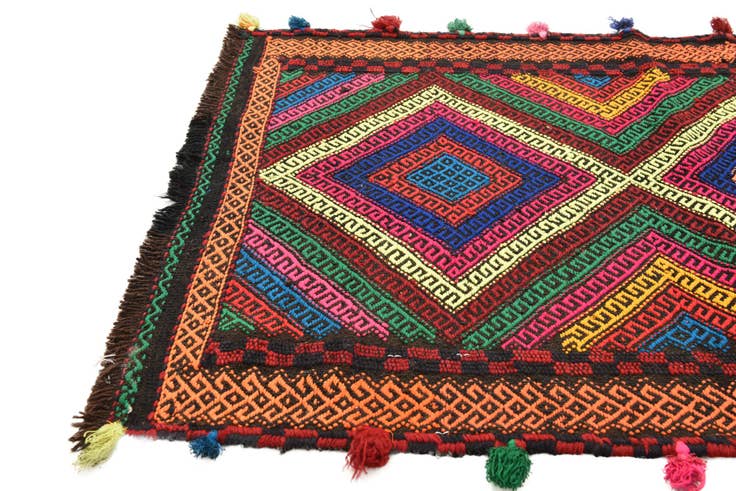 Detail image of 2' 3 x 7' 7 Hand Woven Kilim Fars Wool Runner Rug