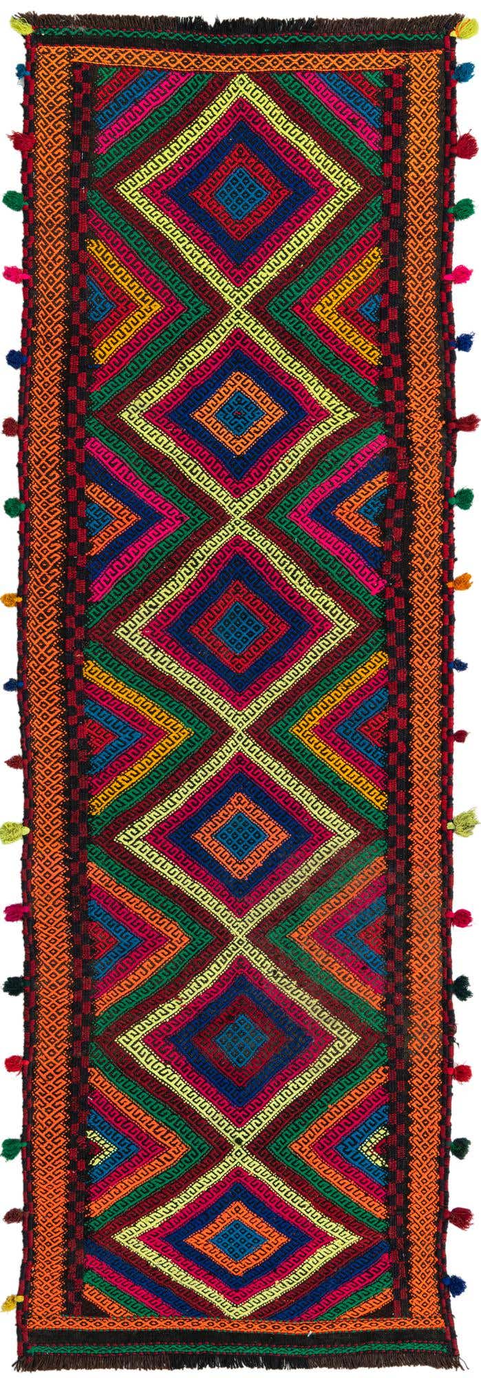 2' 3 x 7' 7 Hand Woven Kilim Fars Wool Runner Rug