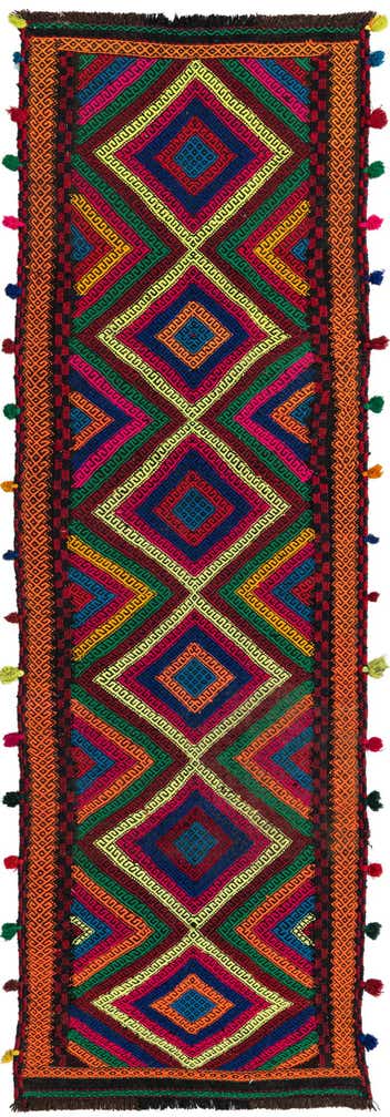2' 3 x 7' 7 Hand Woven Kilim Fars Wool Runner Rug