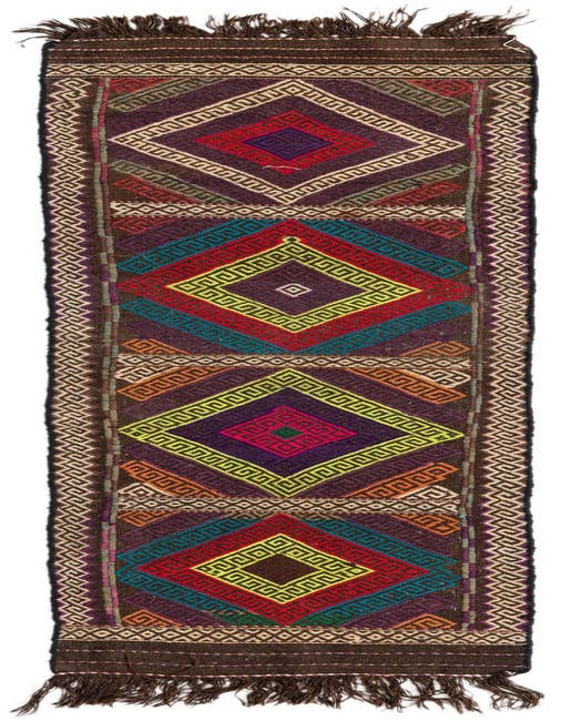 Detail image of 1' 11 x 7' 8 Hand Woven Kilim Fars Wool Runner Rug