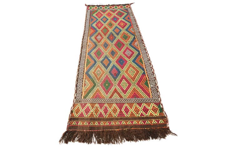 Detail image of 2' 7 x 8' 8 Hand Woven Kilim Fars Wool Runner Rug