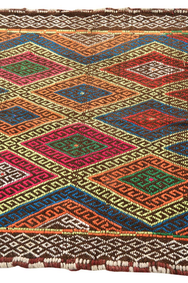Detail image of 2' 7 x 8' 8 Hand Woven Kilim Fars Wool Runner Rug