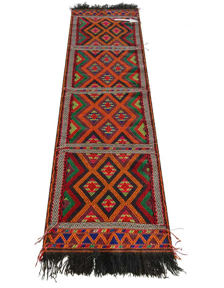 2' 4 x 8' Hand Woven Kilim Fars Wool Runner Rug