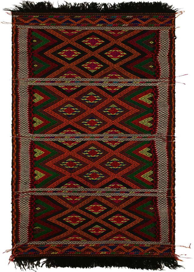 2' 4 x 8' Hand Woven Kilim Fars Wool Runner Rug