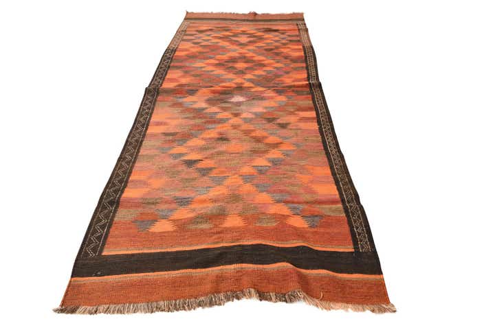 3' 10 x 10' 5 Hand Woven Kilim Fars Wool Runner Rug