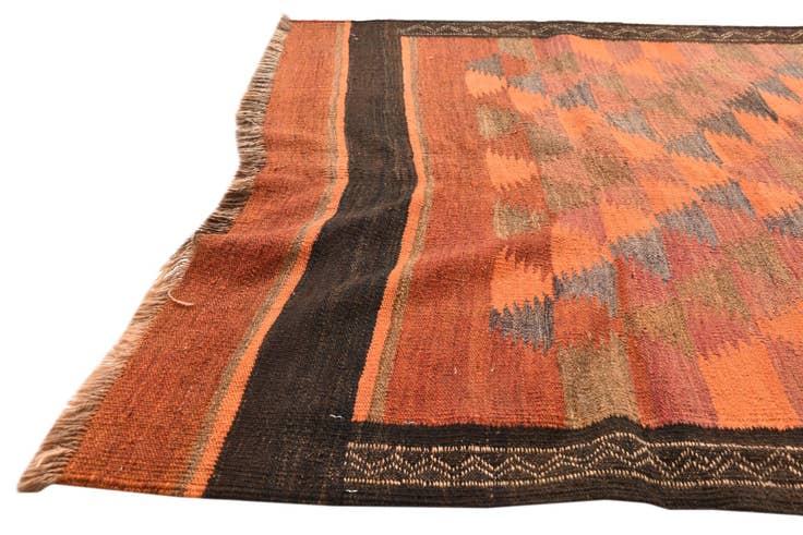 Detail image of 3' 10 x 10' 5 Hand Woven Kilim Fars Wool Runner Rug