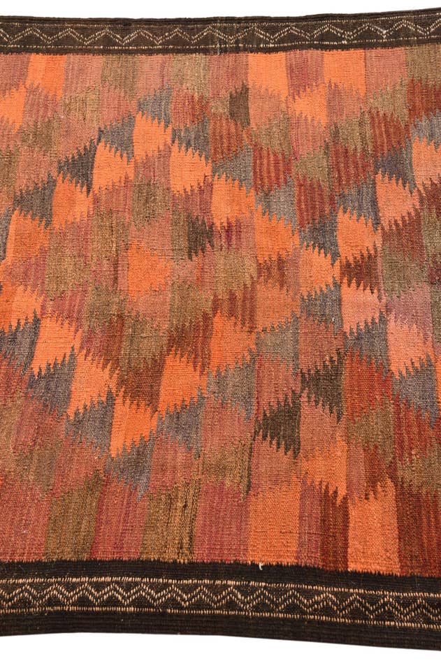 Detail image of 3' 10 x 10' 5 Hand Woven Kilim Fars Wool Runner Rug