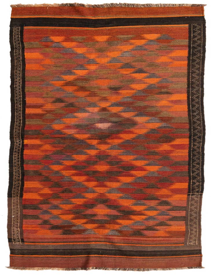 Detail image of 3' 10 x 10' 5 Hand Woven Kilim Fars Wool Runner Rug