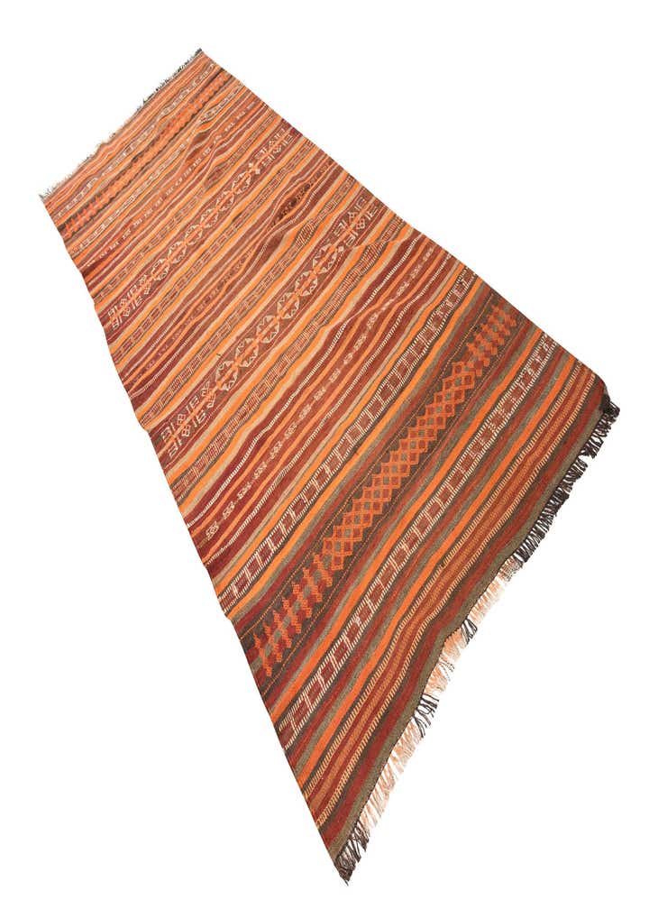 3' 9 x 9' 3 Hand Woven Kilim Fars Wool Runner Rug