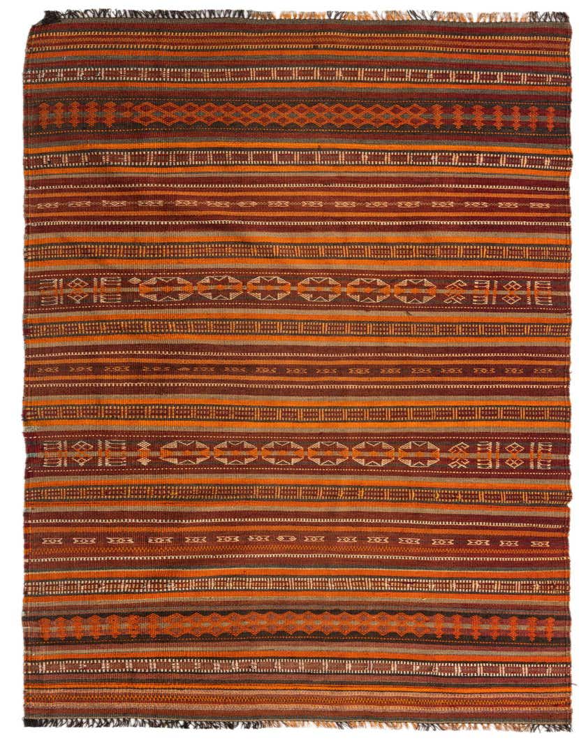 3' 9 x 9' 3 Hand Woven Kilim Fars Wool Runner Rug