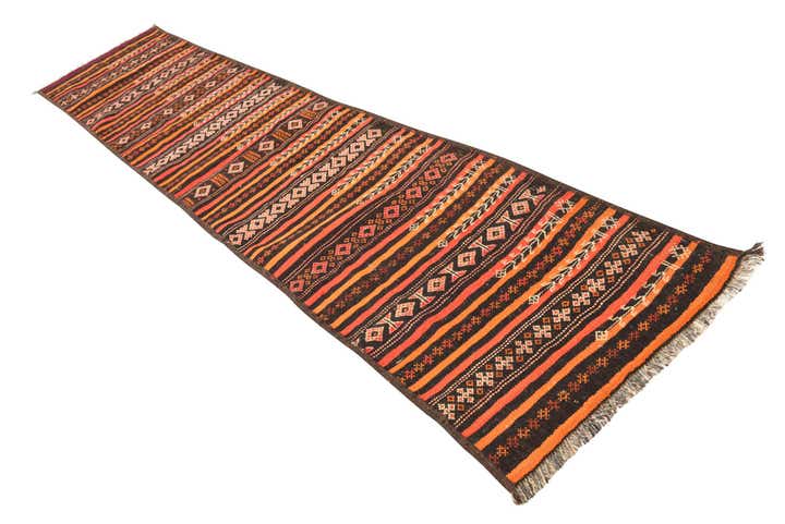 2' 2 x 10' 3 Hand Woven Kilim Fars Wool Runner Rug