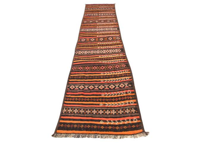 2' 2 x 10' 3 Hand Woven Kilim Fars Wool Runner Rug