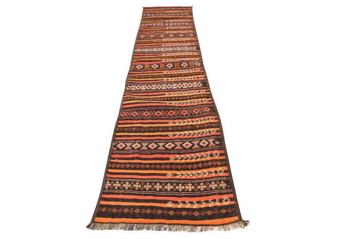 Detail image of 2' 2 x 10' 3 Hand Woven Kilim Fars Wool Runner Rug