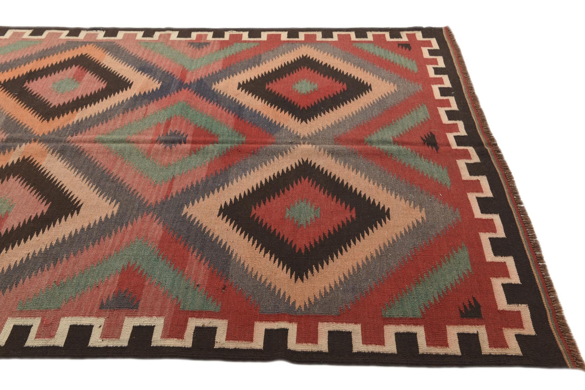 5' 2 x 12' 2 Hand Woven Kilim Fars Wool Runner Rug