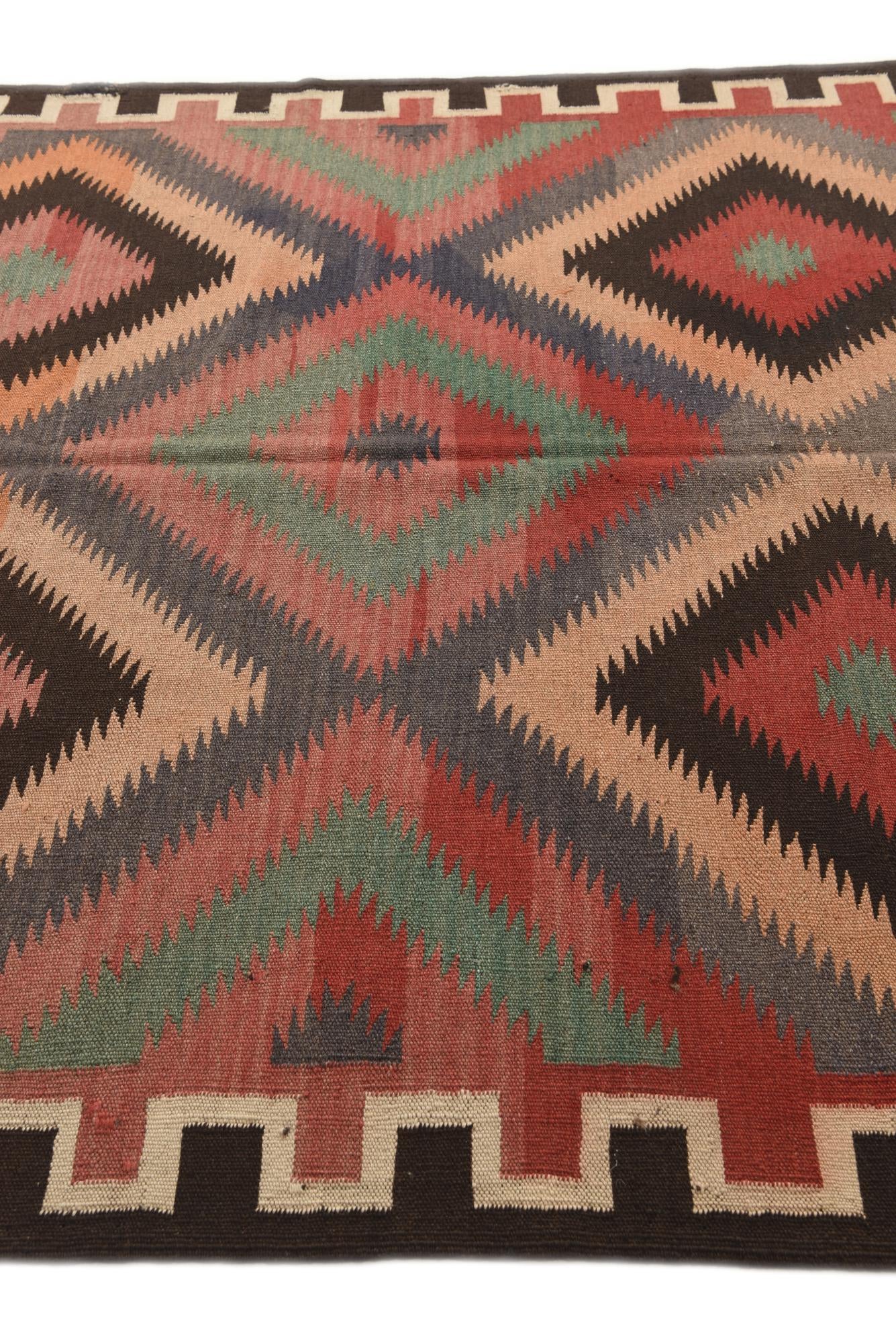 5' 2 x 12' 2 Hand Woven Kilim Fars Wool Runner Rug