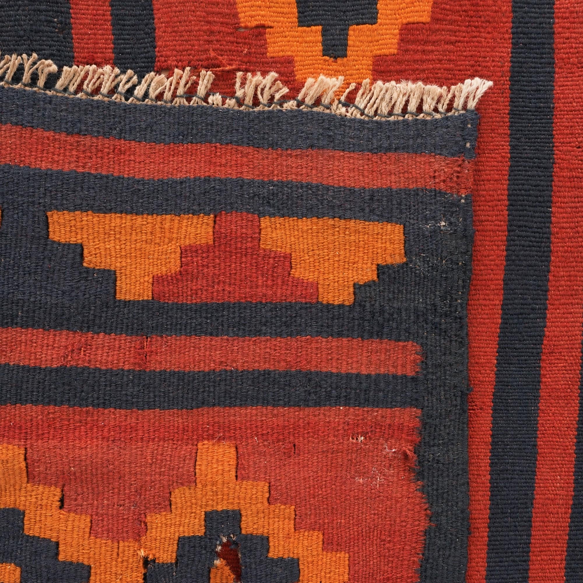 100cm x 335cm Hand Woven Kilim Fars Wool Runner Rug