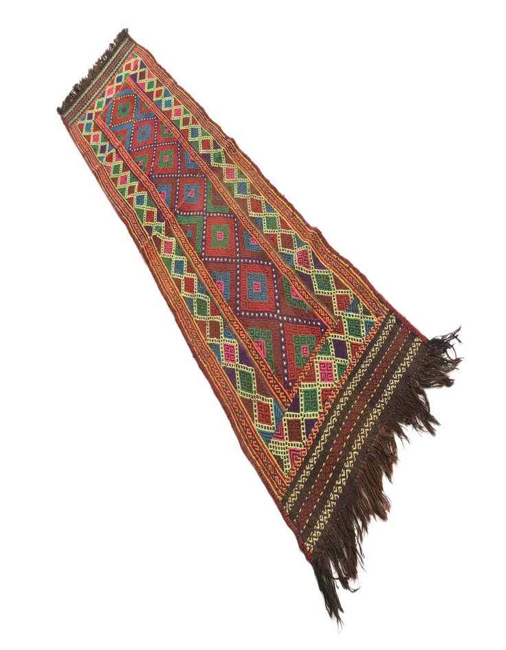 Detail image of 1' 10 x 8'  Hand Woven Kilim Fars Wool Runner Rug