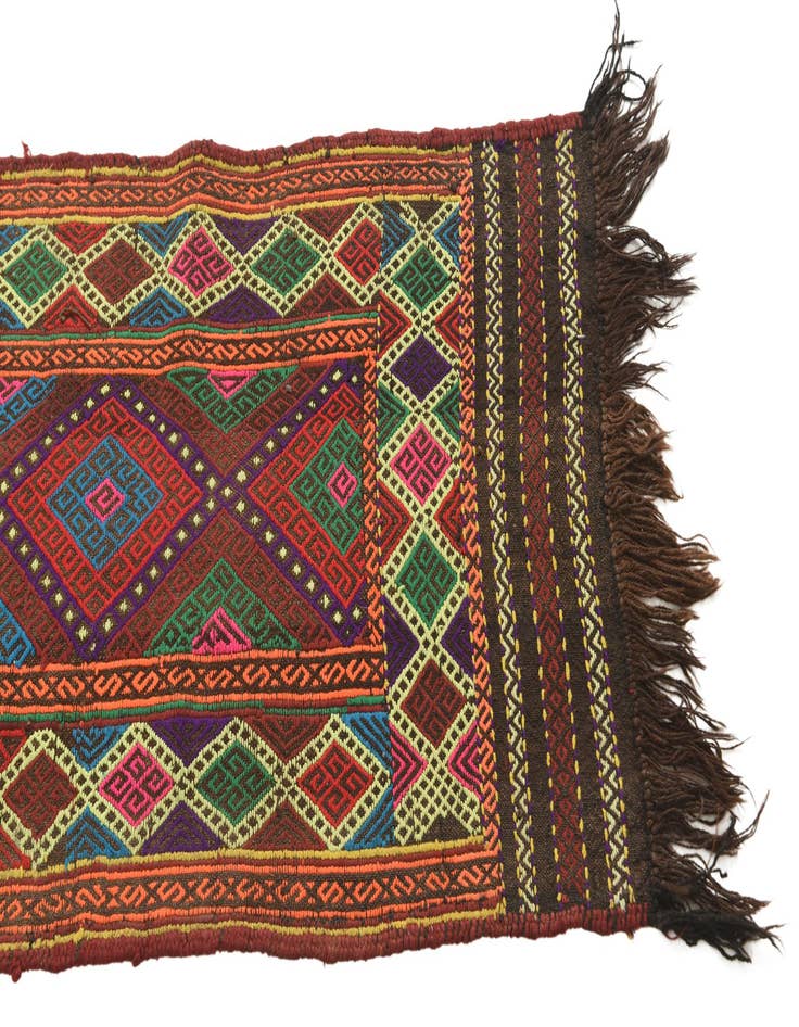 Detail image of 1' 10 x 8'  Hand Woven Kilim Fars Wool Runner Rug