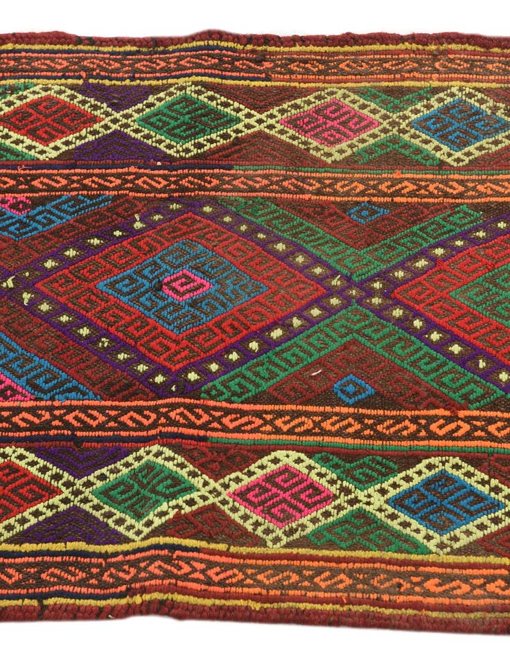Detail image of 1' 10 x 8'  Hand Woven Kilim Fars Wool Runner Rug