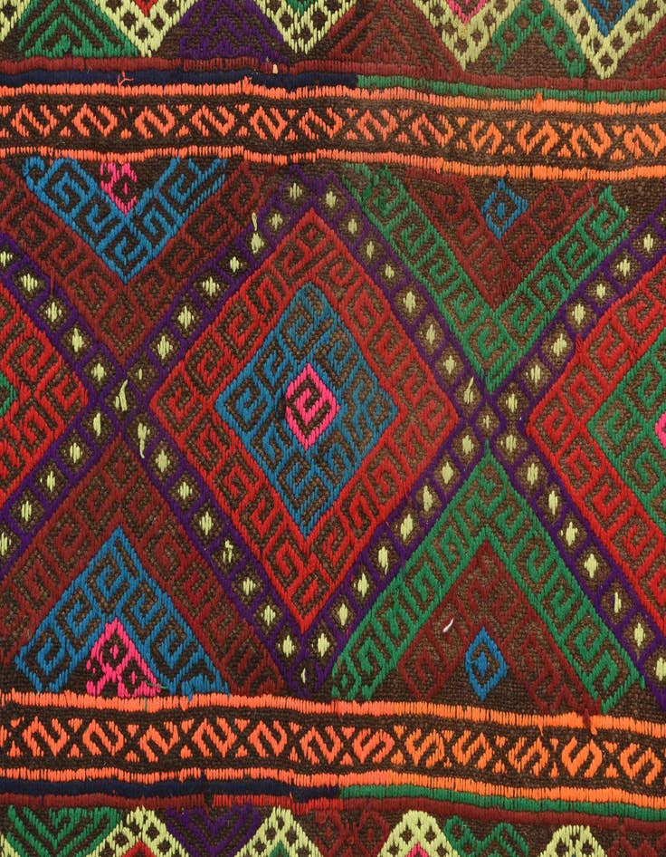 Detail image of 1' 10 x 8'  Hand Woven Kilim Fars Wool Runner Rug