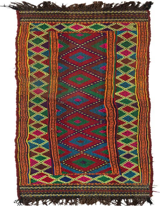 Detail image of 1' 10 x 8' Hand Woven Kilim Fars Wool Runner Rug
